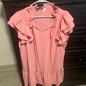 Chic Soul Pink Ruffled Women's Dress